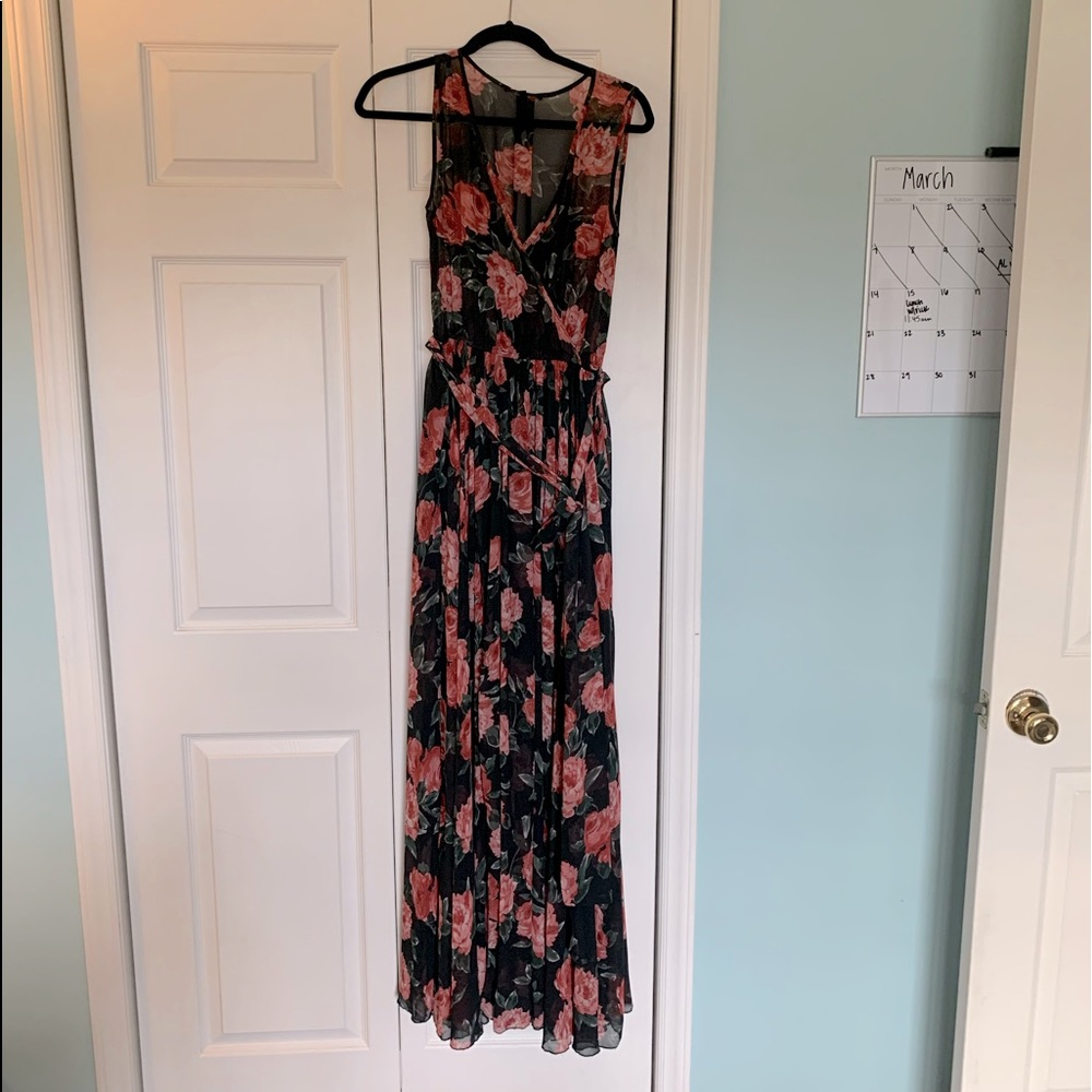 Black & floral maxi dress